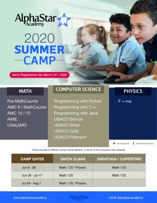 2020 Summer Computer Science Camp Alphastar Academy